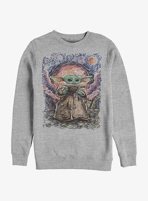 Star Wars The Mandalorian Child Sipping Night Sky Crew Sweatshirt