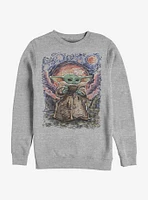 Star Wars The Mandalorian Child Sipping Night Sky Crew Sweatshirt