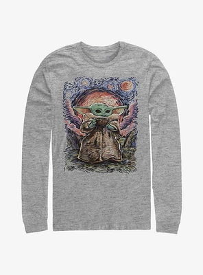 Star Wars The Mandalorian Child Sipping Night Sky Long-Sleeve T-Shirt
