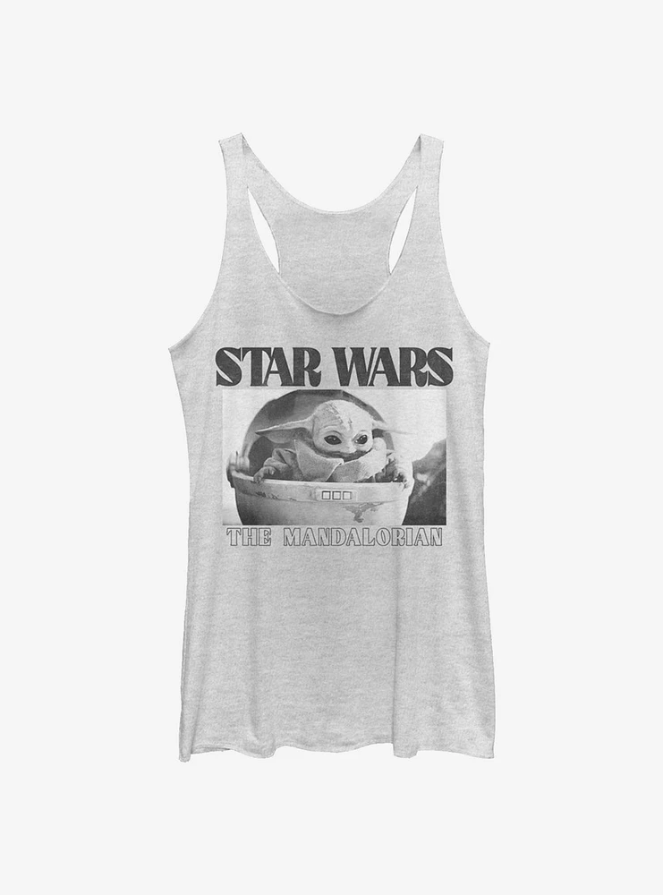 Star Wars The Mandalorian Child Black And White Photo Girls Tank