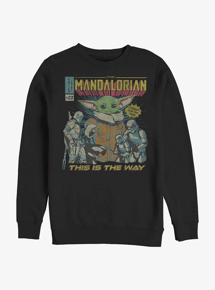 Star Wars The Mandalorian Child Comic Poster Crew Sweatshirt
