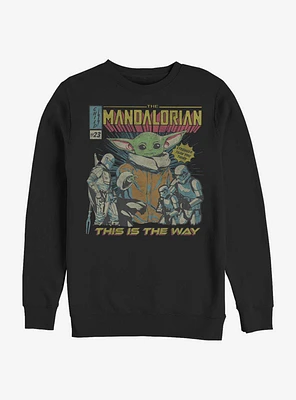 Star Wars The Mandalorian Child Comic Poster Crew Sweatshirt