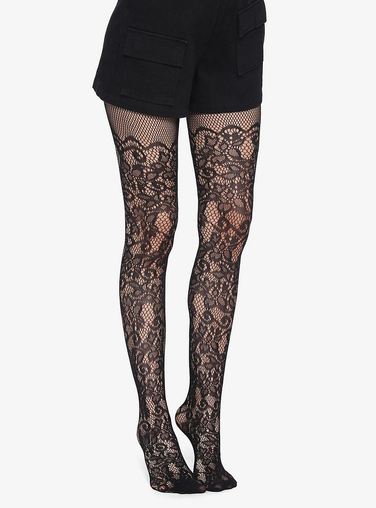 Floral Vine Fishnet Tights