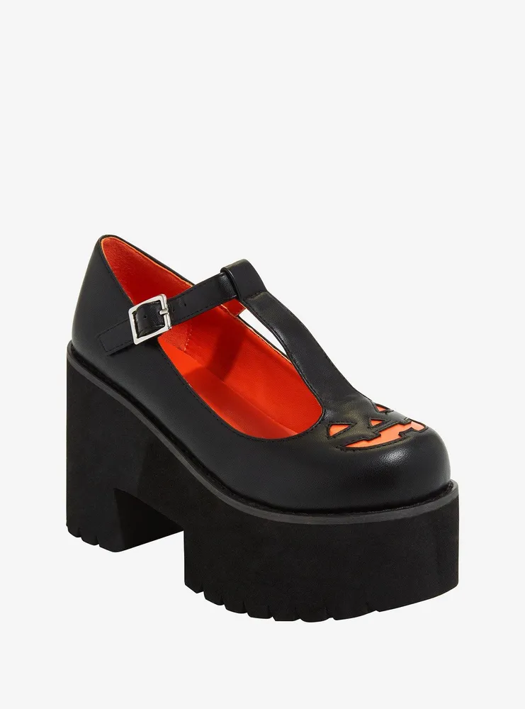 Pumpkin T-Strap Platform Mary Janes