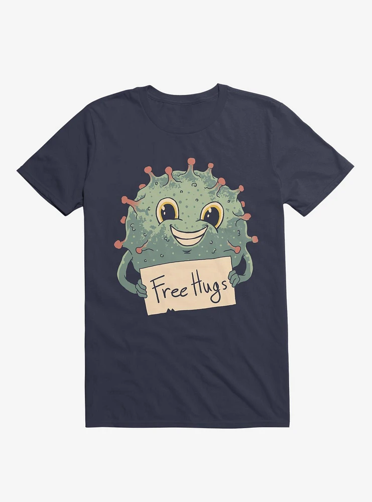 Free Virus Hugs Navy Blue T-Shirt