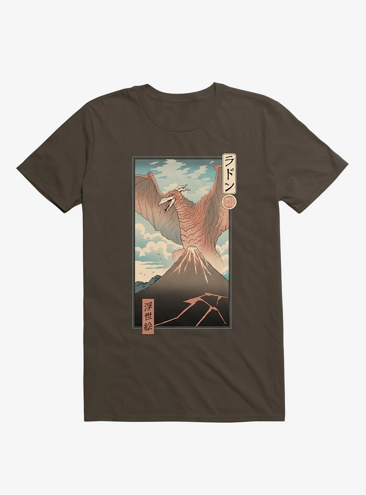 Irradiated Kaiju Ukiyo-E Brown T-Shirt