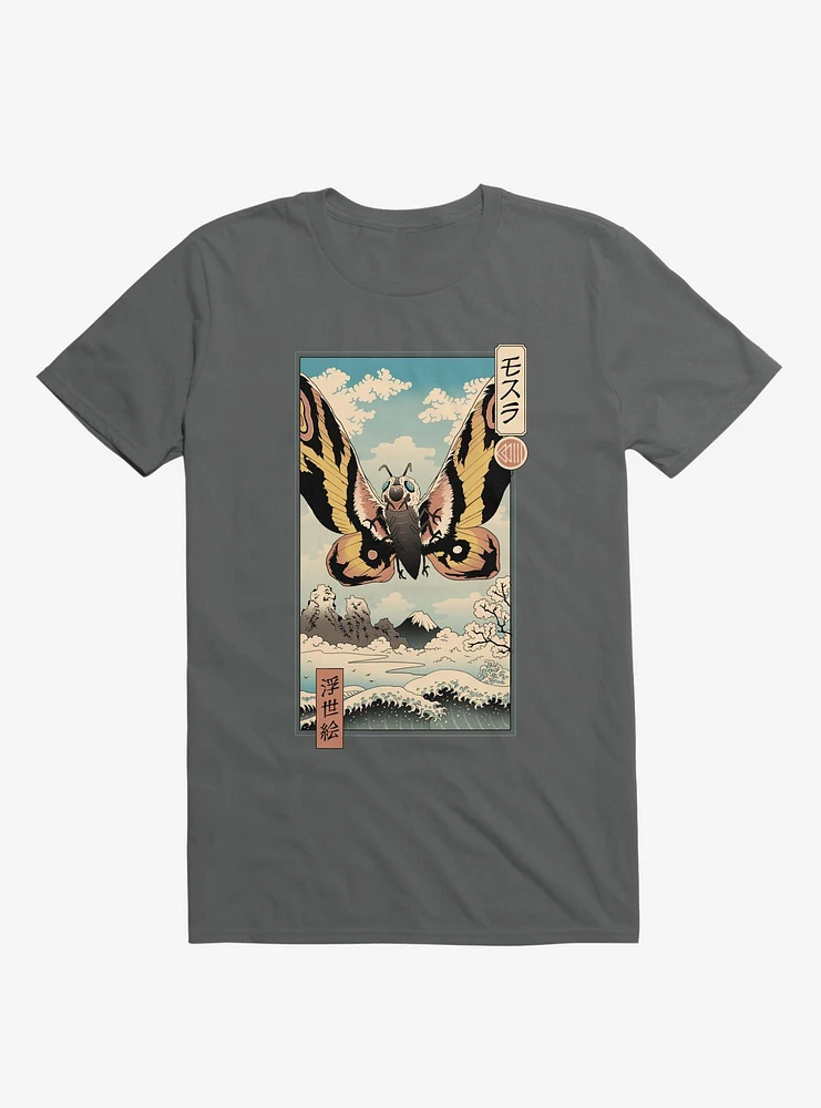 Ancient Moth Ukiyo-E Charcoal Grey T-Shirt