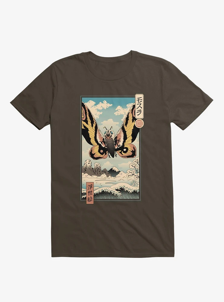 Ancient Moth Ukiyo-E Brown T-Shirt
