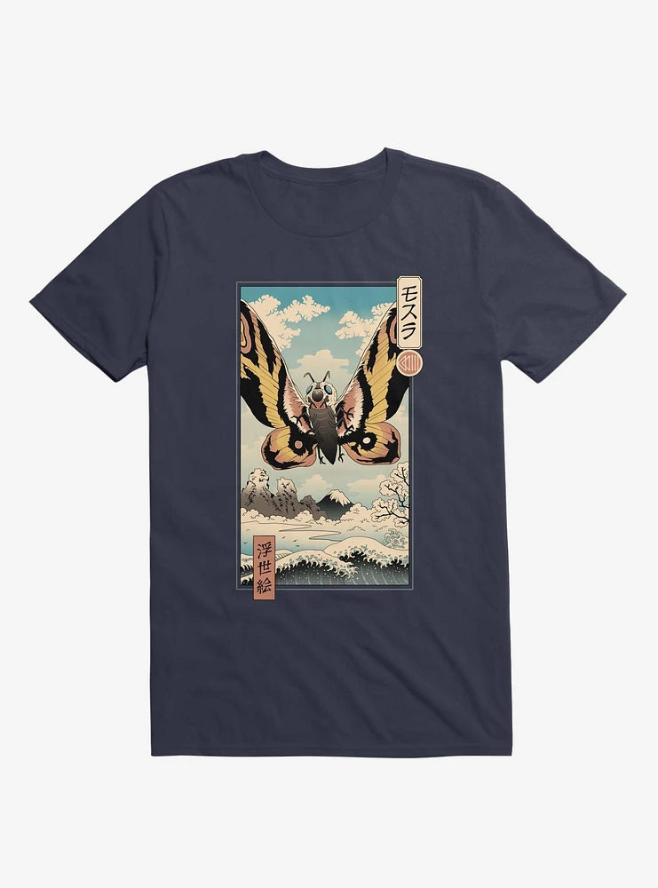 Ancient Moth Ukiyo-E Navy Blue T-Shirt