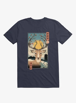Spring Nara Deer Navy Blue T-Shirt