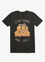 Stay Home And Chill Sloth Black T-Shirt