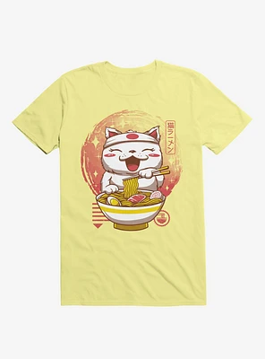 Neko Ramen Happy Cat Corn Silk Yellow T-Shirt