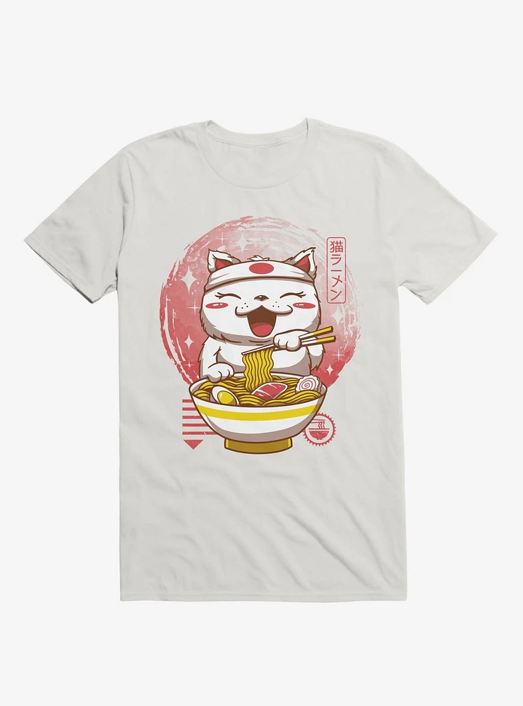 Neko Ramen Happy Cat White T-Shirt