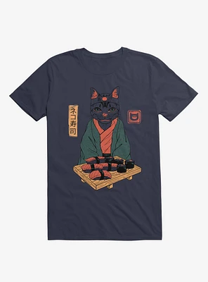 Neko Cat Sushi Bar Navy Blue T-Shirt