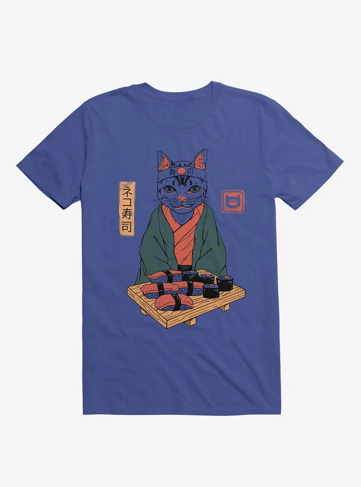Neko Cat Sushi Bar Royal Blue T-Shirt