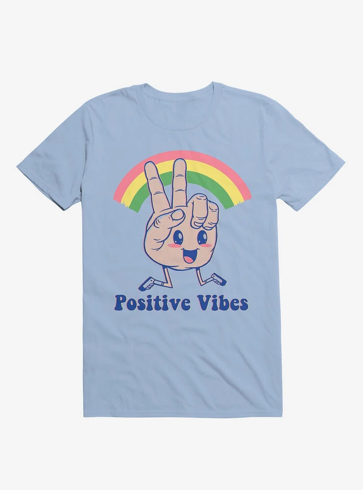 Positive Vibes Rainbow Light Blue T-Shirt