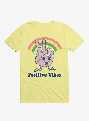 Positive Vibes Rainbow Corn Silk Yellow T-Shirt