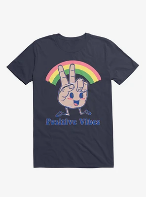 Positive Vibes Rainbow Navy Blue T-Shirt
