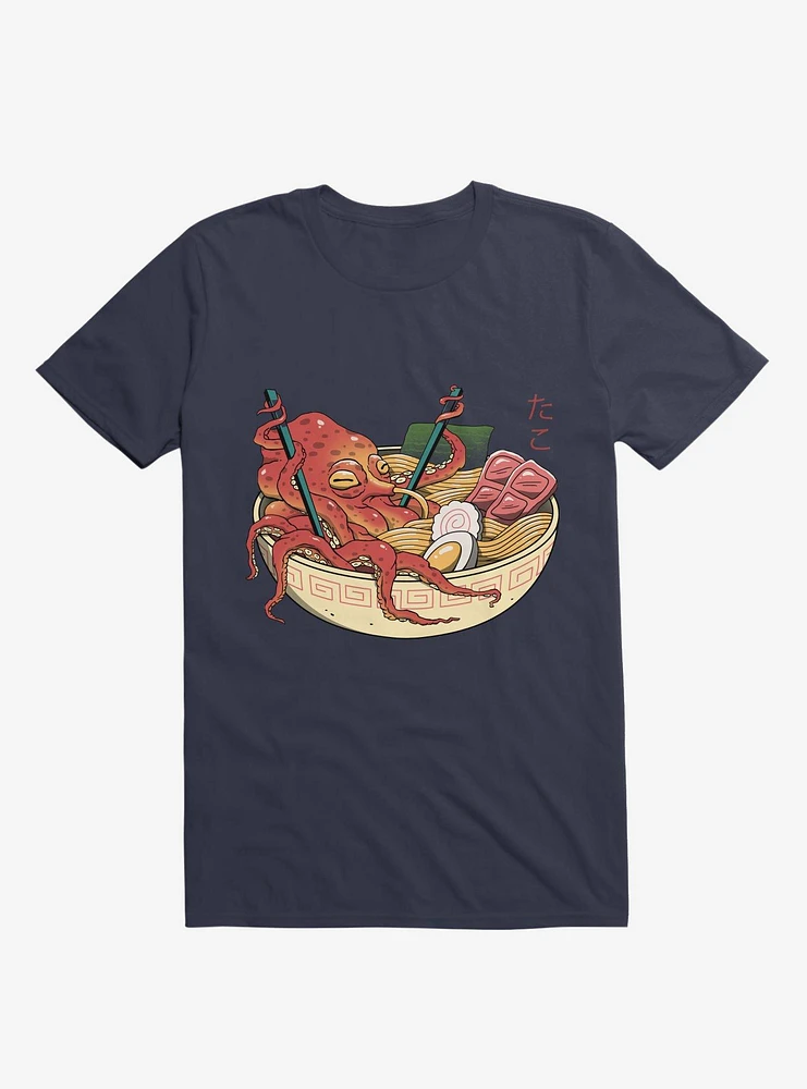 Tako Octopus Ramen Navy Blue T-Shirt