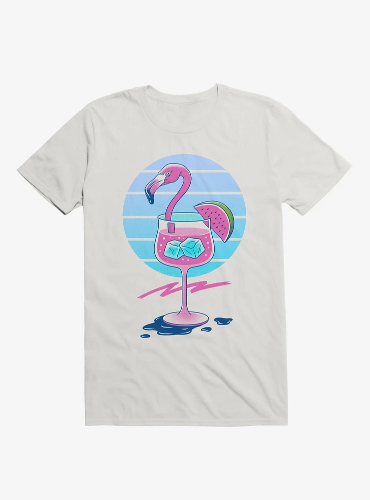 Tropical Chill Wave Flamingo Drink White T-Shirt