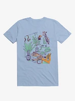 Urban Jungle Tiger Giraffe Light Blue T-Shirt