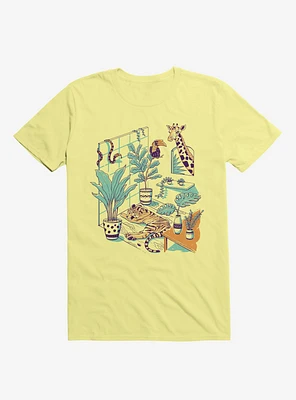 Urban Jungle Tiger Giraffe Corn Silk Yellow T-Shirt