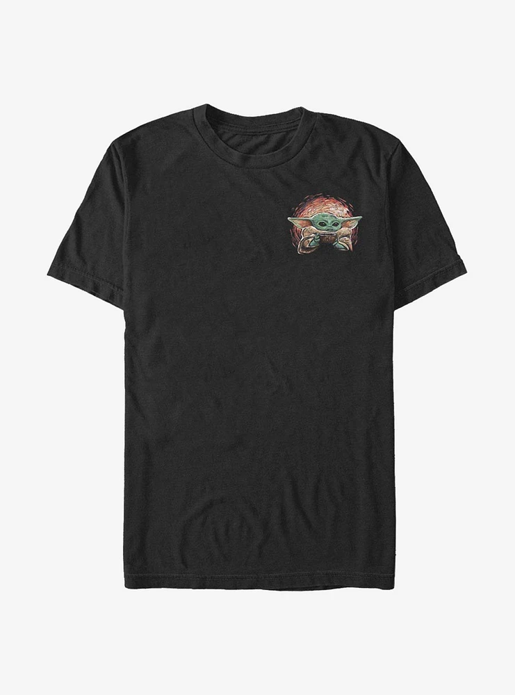 Star Wars The Mandalorian Child Sipping Stars Badge T-Shirt