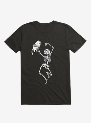 Dancing Skelleton With A Cat T-Shirt