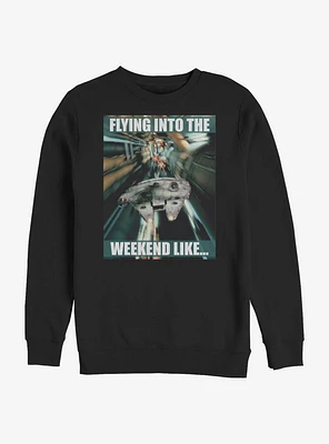 Star Wars Flying Into The Weekend Crew Sweatshirt