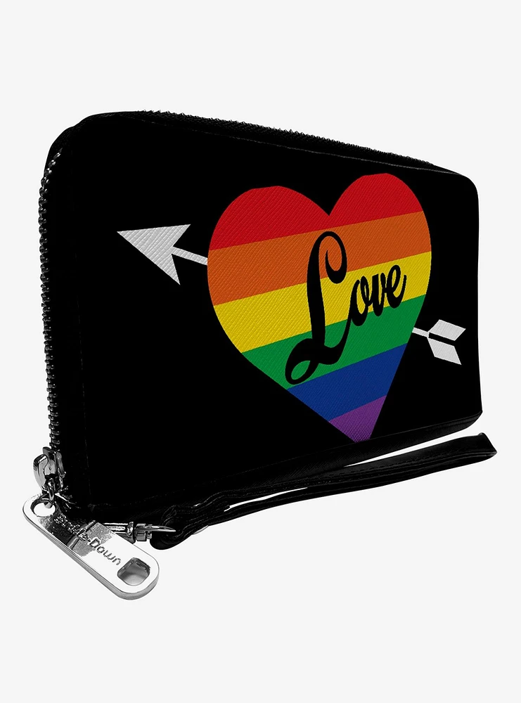Love Rainbow Stripe Zip Around Wallet