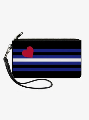 Leather Flag Canvas Zip Clutch Wallet