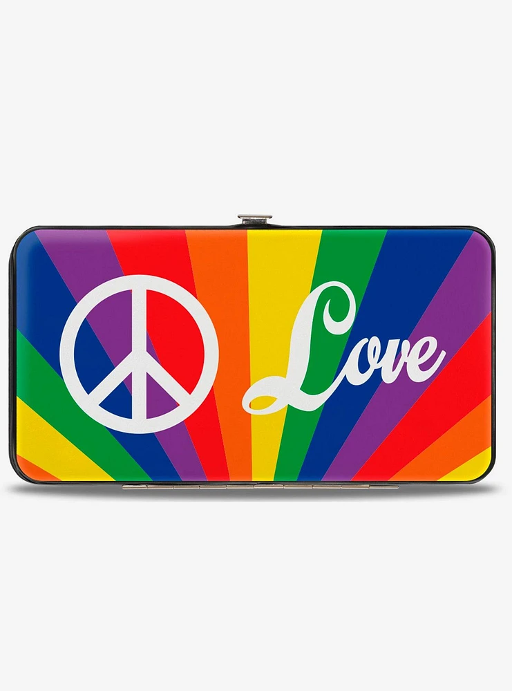 Peace and Love Rainbow Rays Hinged Wallet