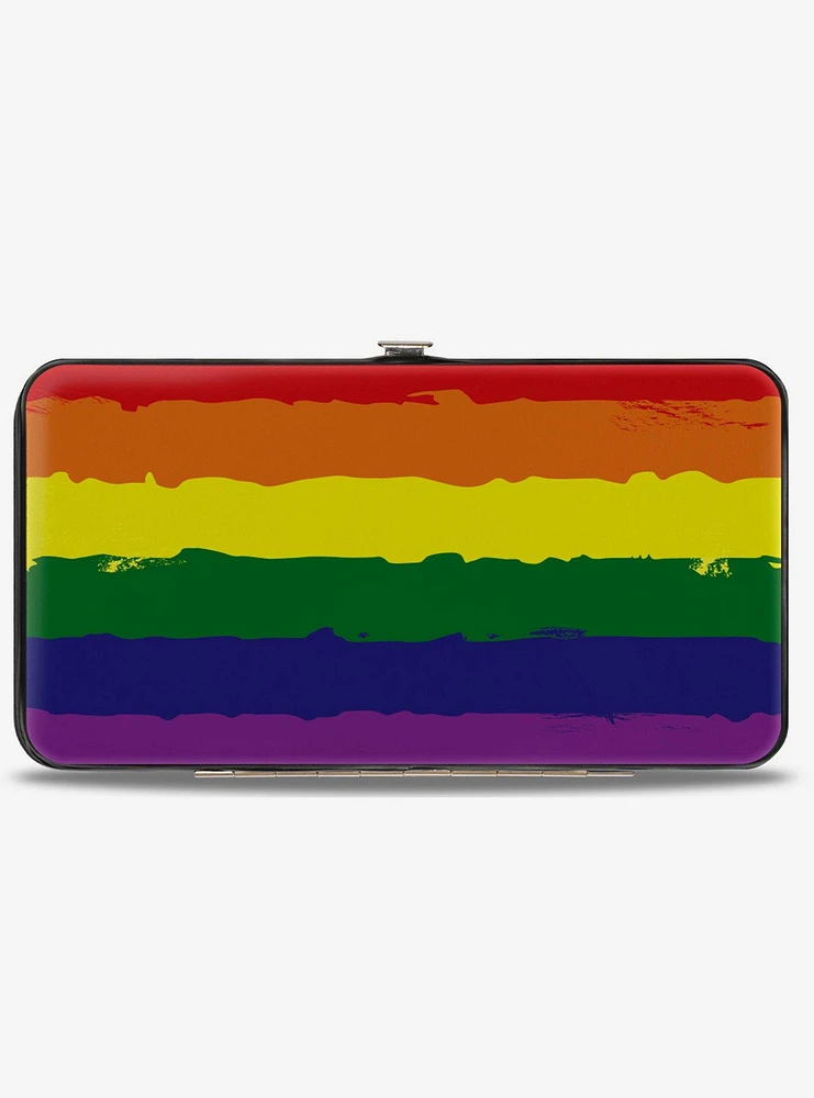 Rainbow Stripe Painted Hinged Wallet