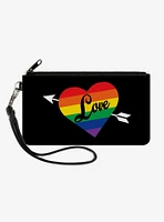 Love Rainbow Stripe Canvas Zip Clutch Wallet