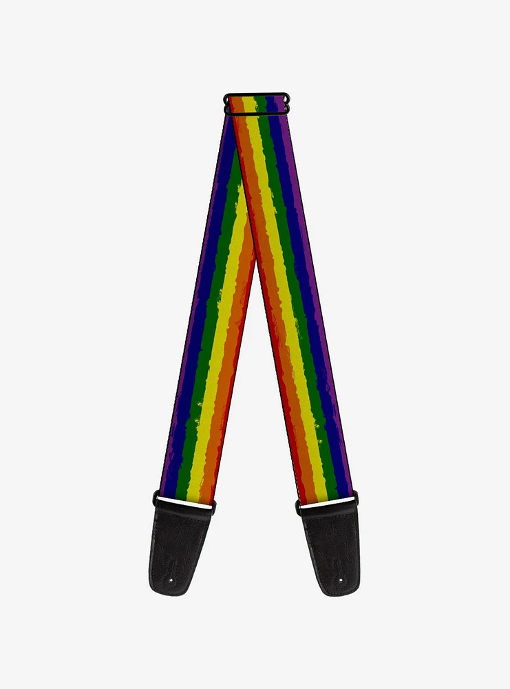 Rainbow Stripe Painted Guitar Strap