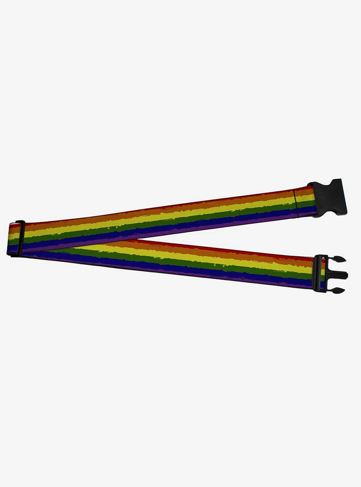 Rainbow Stripe Painted Luggage Strap