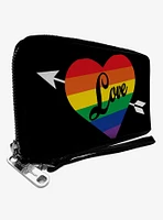 Love Rainbow Stripe Zip Around Wallet