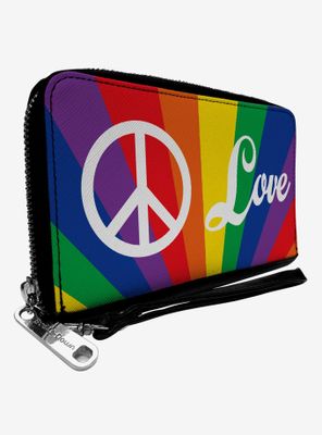 Peace and Love Rainbow Rays Zip Around Wallet