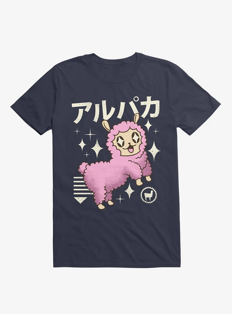 Kawaii Alpaca Navy Blue T-Shirt