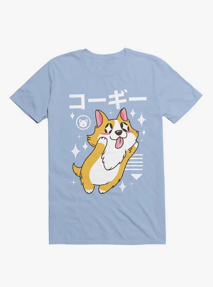 Kawaii Corgi Light Blue T-Shirt