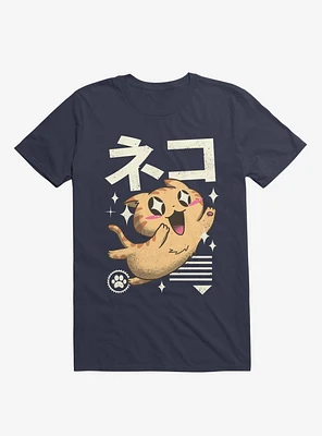 Kawaii Feline Navy Blue T-Shirt