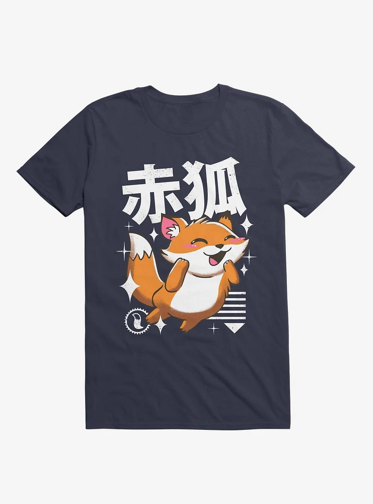 Kawaii Fox Navy Blue T-Shirt