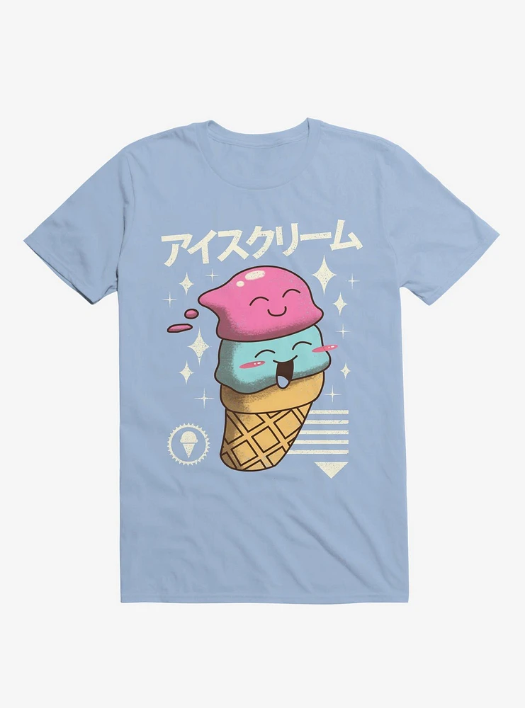 Kawaii Ice Cream Light Blue T-Shirt