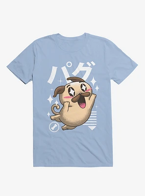 Kawaii Pug Light Blue T-Shirt