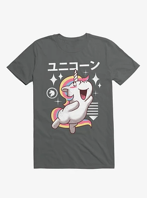 Kawaii Unicorn Charcoal Grey T-Shirt