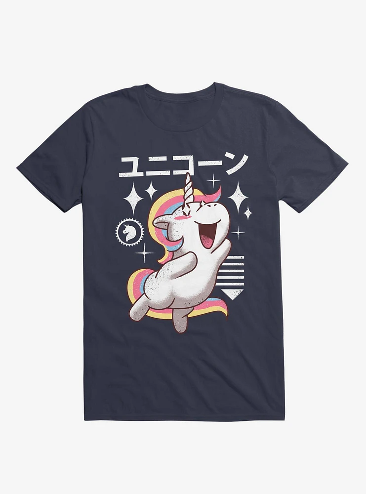 Kawaii Unicorn Navy Blue T-Shirt