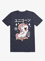 Kawaii Unicorn Navy Blue T-Shirt