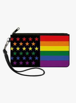 American Pride Flag Canvas Zip Clutch Wallet
