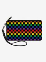 Checker Rainbow Canvas Zip Clutch Wallet