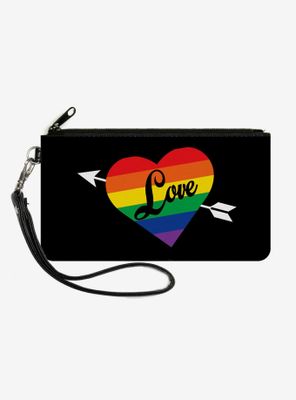Love Rainbow Stripe Canvas Zip Clutch Wallet